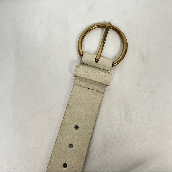 Gap Suede Leather Circle Buckle Belt Sand Beige Quiet Luxury Capsule Sz S - Picture 3 of 11